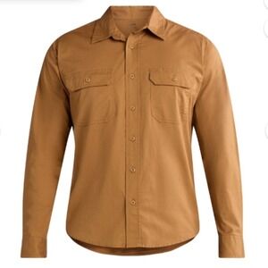 NWT Brahma Men's Long Sleeve Button-Down Relaxed Fit brown work shirt 2XL